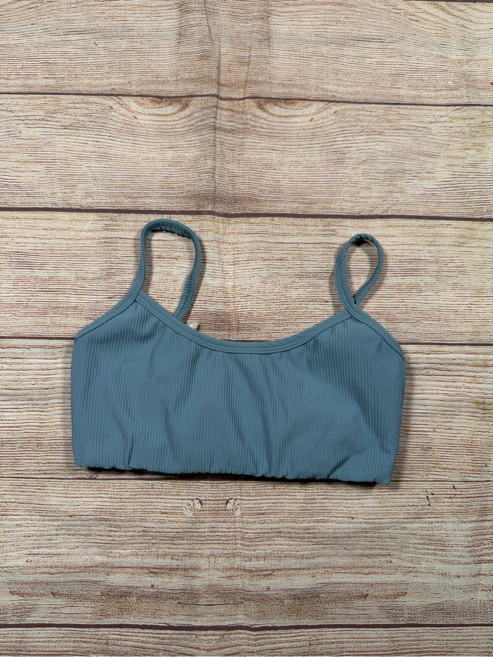The Foxy Kind Ribbed Scoop‎ Neck Sports Bra - Slate Blue